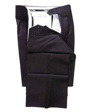 535 SAKS FIFTH AVENUE - Black Wool/Silk Tuxedo Pants - 32W 38 D6 