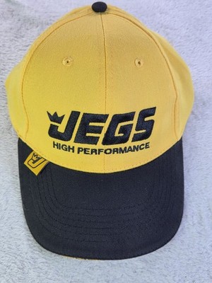 JEGS High Performance Hat Yellow Black Strapback Racing Cap Drag Racing...