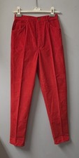 Vintage 80's Gloria Vanderbilt Red High Waisted Corduroy Pants Tapered 26x30 New