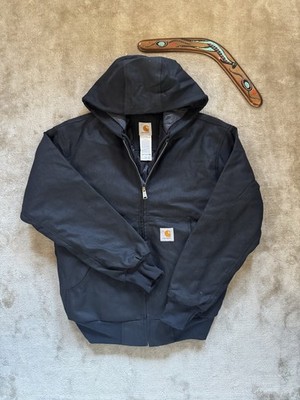 Carhartt Active Jacket Rework Vintage Black Hooded Quilted Workwear Streetwear