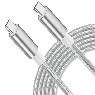 USB C auf C Ladekabel Typ-C Schnellladen 2 Meter, Grau / Silber