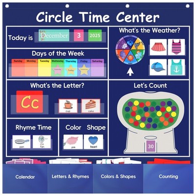 Ottkids Circle Time Learning Center Classroom Pocket 39.7'' x 39.7'', Blue