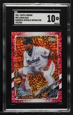 2021 Topps Chrome Magenta Speckle Refractor /350 Lewin Diaz #83 SGC 10 GEM uk2