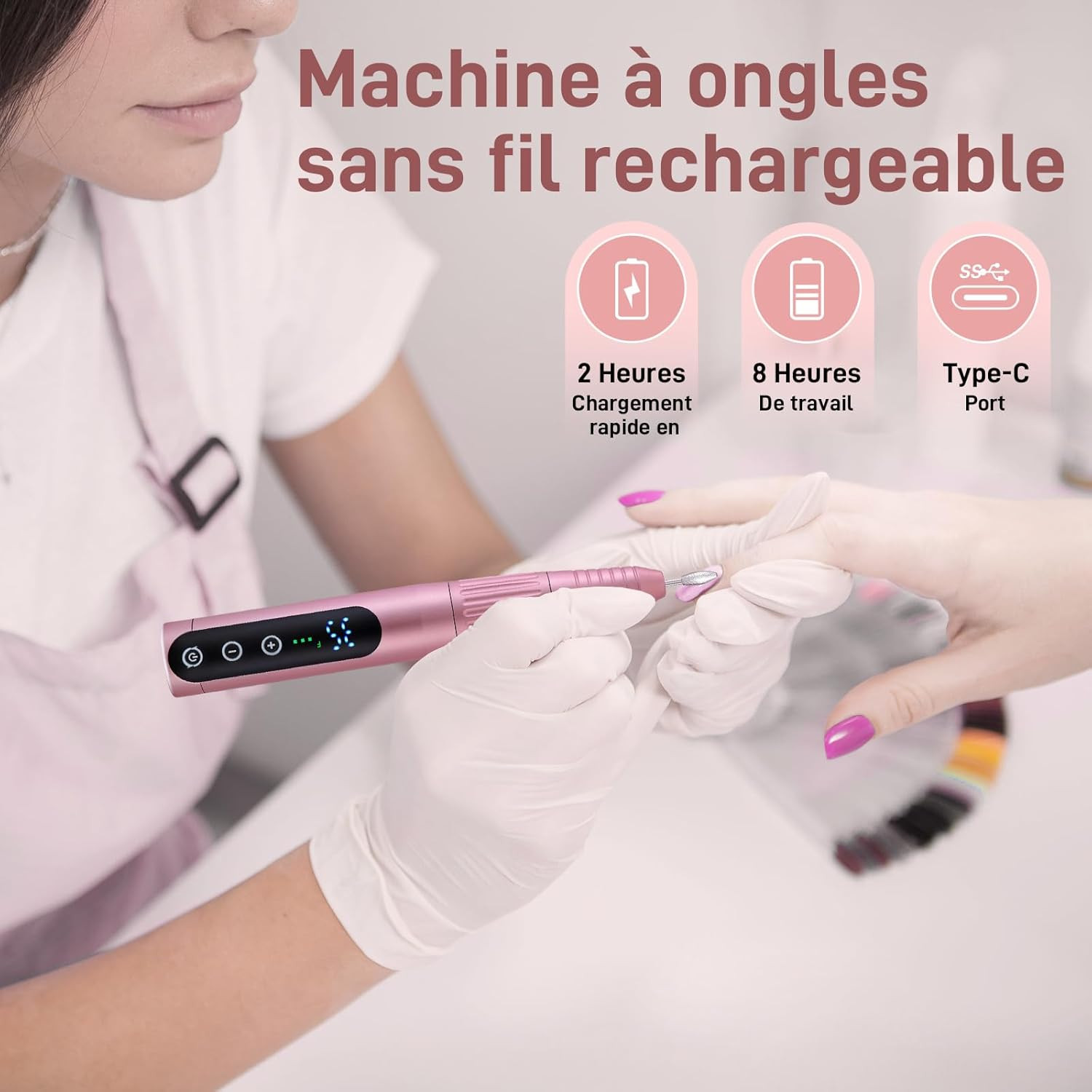 Fresa per Unghie 35000 Giri Ricaricabile per Centri Estetici - 2