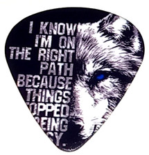 1 x ' I Know I'm On The Right Path.. ' Wolf Design 1 Sided Guitar Pick Plectrum