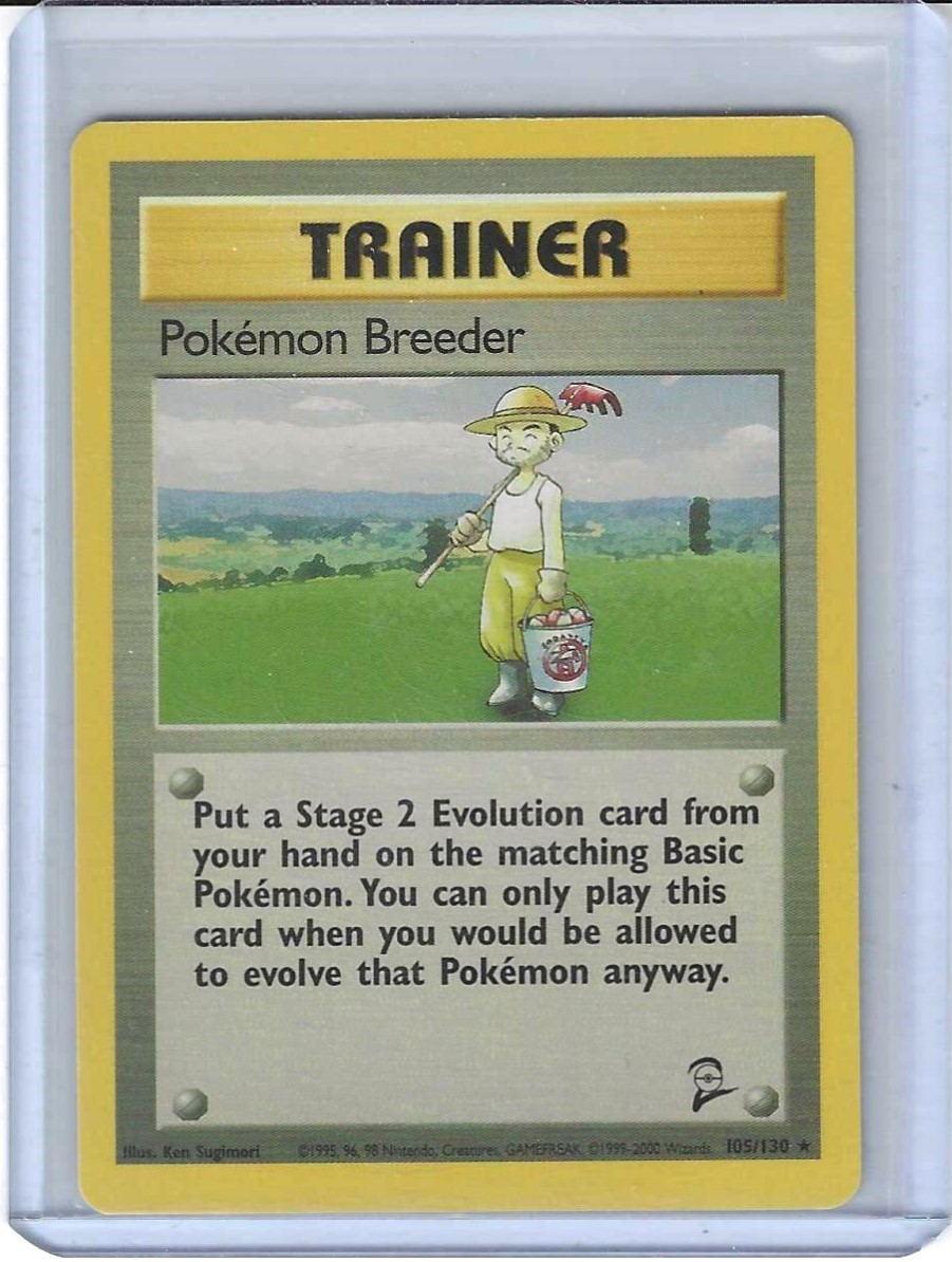 POKEMON BASE SET 2  TRAINER POKEMON BREEDER RARE CARD # 105/130 UNPLAYED
