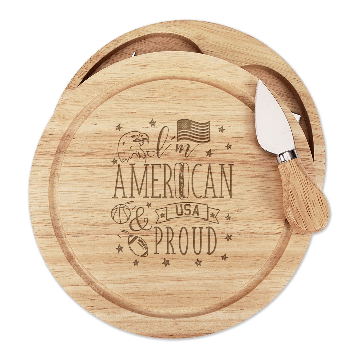 I'm American And Proud Cheese Board Knife Set USA Flag America