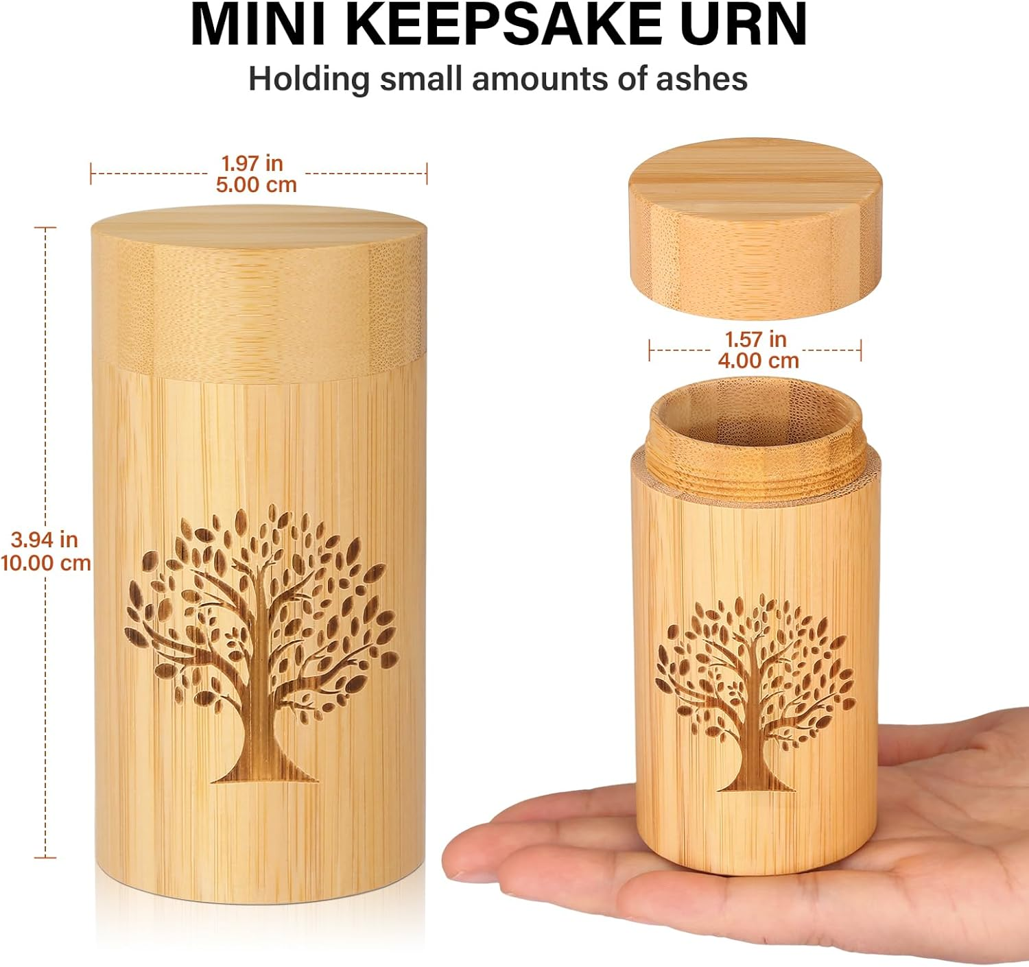Small Urns for Human Ashes Keepsake with Tree of Life Pattern,Small Cremation Ur view 2