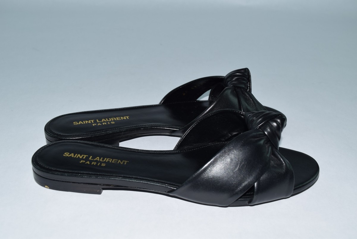 NIB YSL Saint Laurent Bianca 05 Mule Leather Flat Sandals sz 37