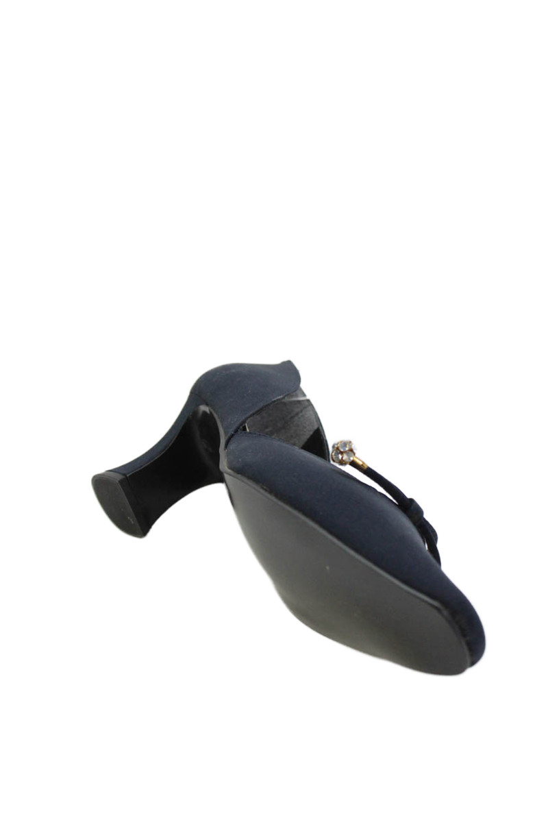 J. Renee Women's Bow Embellish Spool Heels Pumps Navy Blue Size 7 View 4
