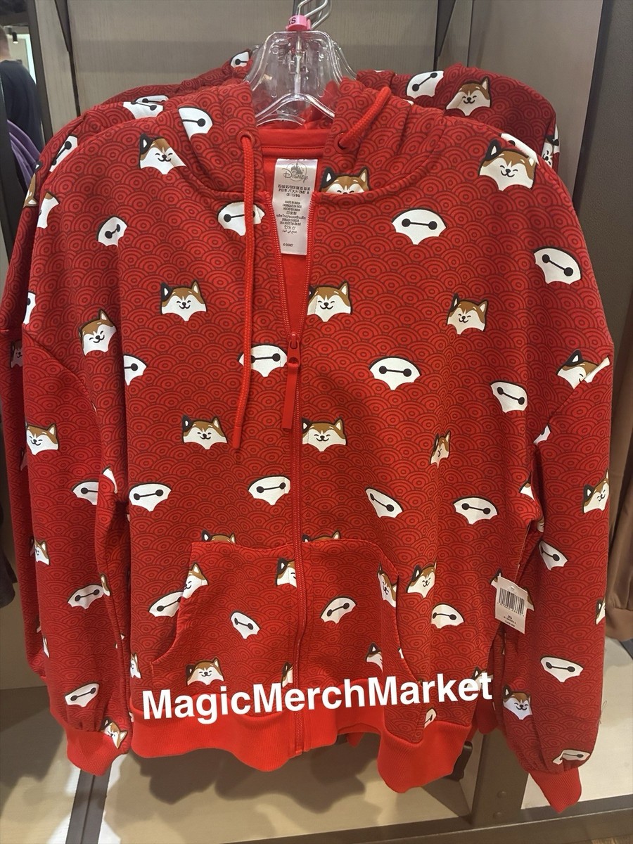 Disney Parks Big Hero 6 Baymax and Mochi Zip Up Hoodie Adult Red