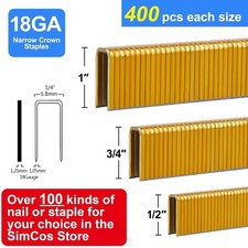 18 Gauge 1/4" Narrow Crown Staples 1", 3/4", 1/2", Assorted 1200 Counts for 1...