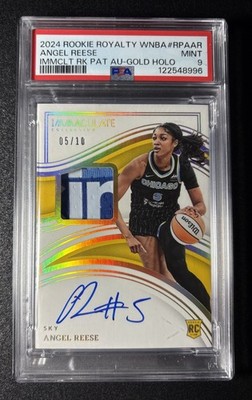 Angel Reese 2024 Rookie Royalty Immaculate Patch Auto Gold 5/10 PSA 9 JSY #