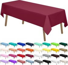 PEVA Burgundy Plastic 2 Pack Tablecloths - 54 x 108 inch Maroon Disposable Table