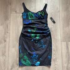 NWT Suzi Chin for Maggy Boutique Women  s Size 10 Floral Ruched Cocktail Dress