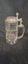 Antiker L&ouml;wenbr&auml;u M&uuml;nchen Bierkrug 0.5l Glas Kugeloptik Zinndeckel Johann...