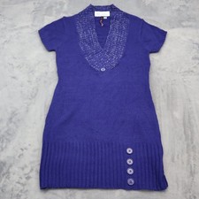 Made For Me To Look Amazing Dress Womens L Blue Knitted Short Sleeve Casual Wear