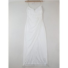 Hello Molly Dress Womens Small White Faux Wrap Slit Maxi Summer Beach Wedding