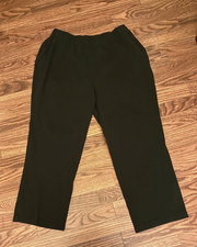 Lands End Sz L/P 14-16 Black Sport Knit Straight Leg Elastic Waist Women's Pants