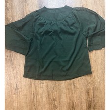 Raga Fresh SA Forest Green Clip Dot Long Sleeve Blouse Top Small VC119/2403