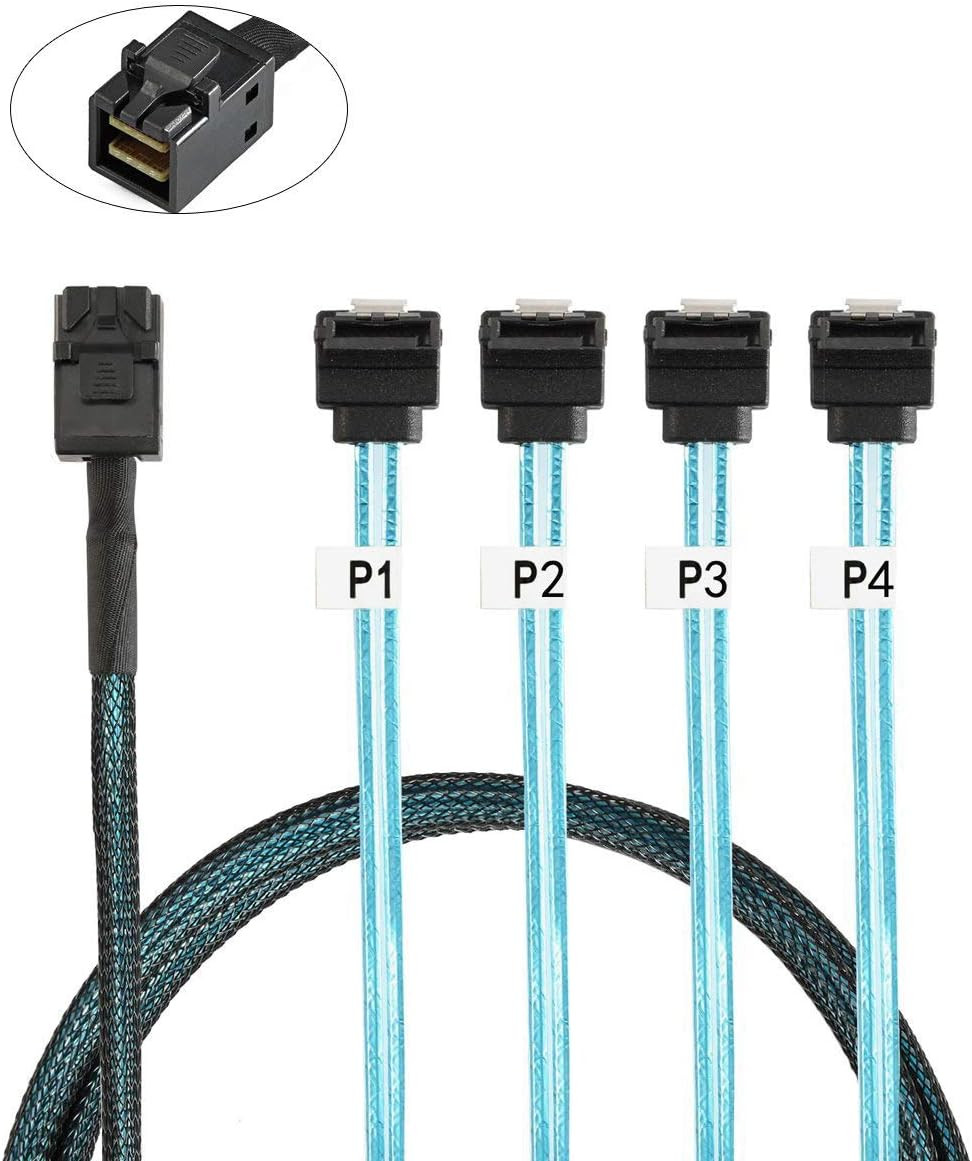 Internes Mini-SAS SFF-8643 zu gewinkelten 4 SATA-Festplatten 6 Gbits 1 m
