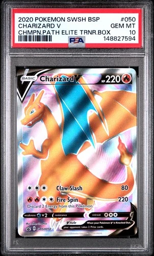2020 POKEMON SWSH BLACK STAR PROMO #050 CHARIZARD V PSA 10