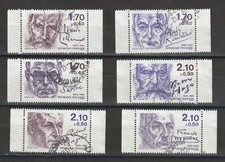 TIMBRES  OBLITERES - PERSONNAGES CELEBRES-ECRIVAINS 1985-N° 2355 à 2360