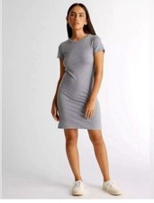 QUINCE Dress Womens Medium Gray T-Shirt Dress Crew Neck Short Sleeve Stretch