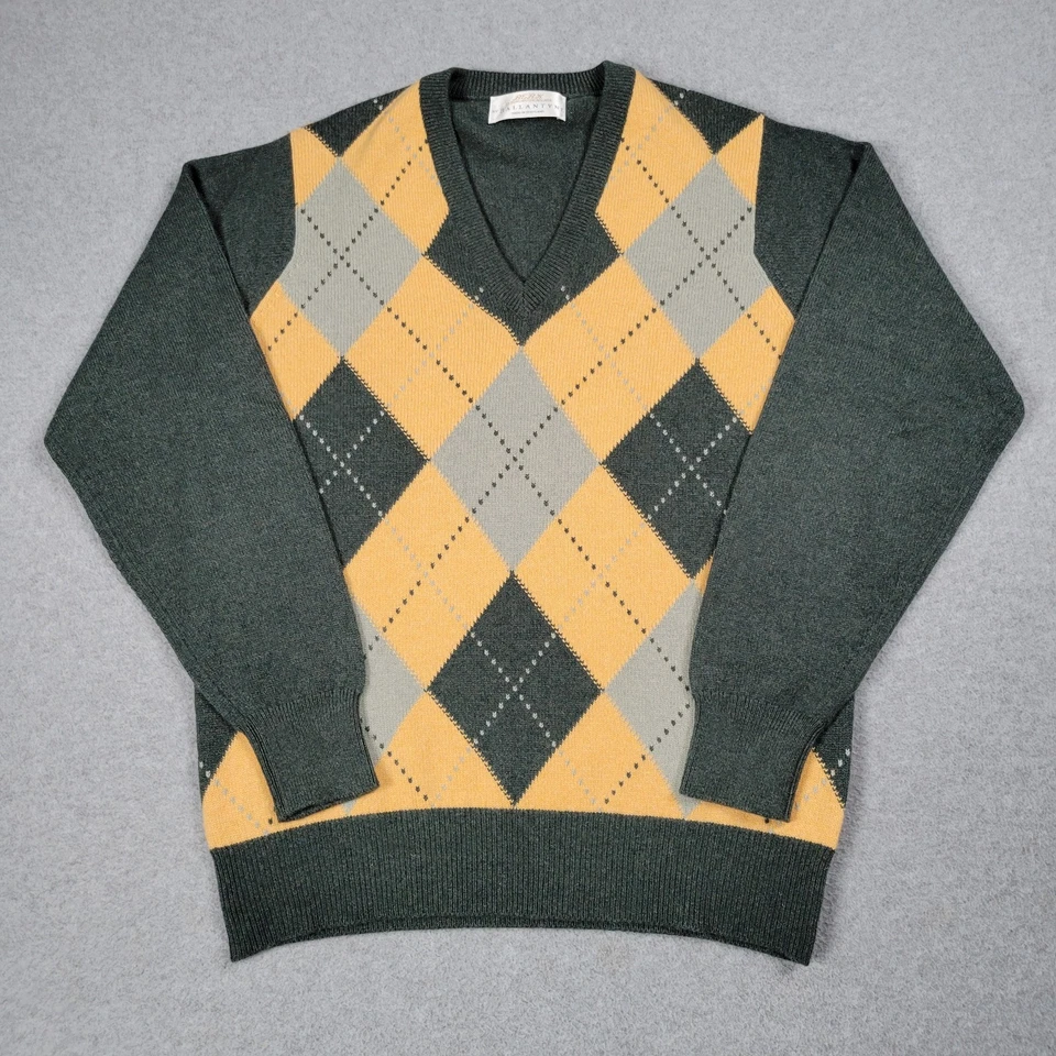 Suéter Berk Ballantyne Hombres Grande Cachemira Argyle Escocia Tranquilo Lujo Preppy Foto 2 de 4