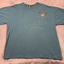 Vintage Warner Bros. T-Shirt Mens XL Green Wile E. Coyote Chest Pocket Casual