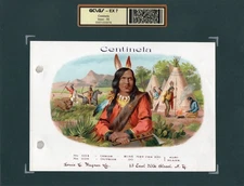 EX RARE Old Original CENTINELA Sample Cigar Label - FIRST AMERICANS - BUFFALO