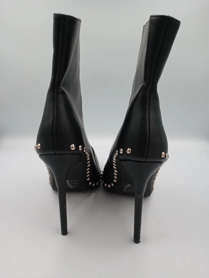 Botas Wild Diva Negras 4" Stiletto Tachonadas Punta Punta Para Mujer Talla 8.5 *Leer* Foto 4 de 4