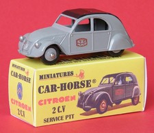 Car-Horse Citroen 2cv 2 cv grise PTT service technique style Dinky cij jrd
