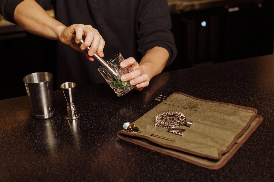 LEGACY-a Picnic Time marca 10 Piezas Barra Herramienta Roll Up Kit, Mixology Bartender Foto 4 de 4