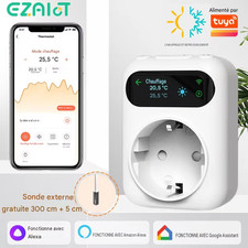 Prise Thermostat WiFi 16A Contrôle Température Intelligent Minuterie Chauffage