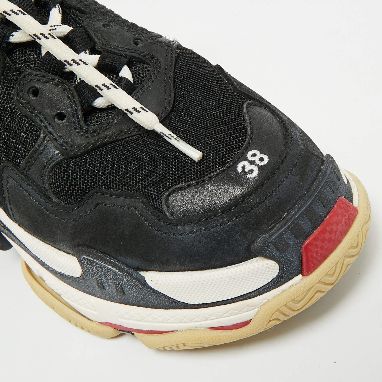 Balenciaga Triple S Size 38 Black Mesh and Nubuck Leather Low Top Sneakers image 5