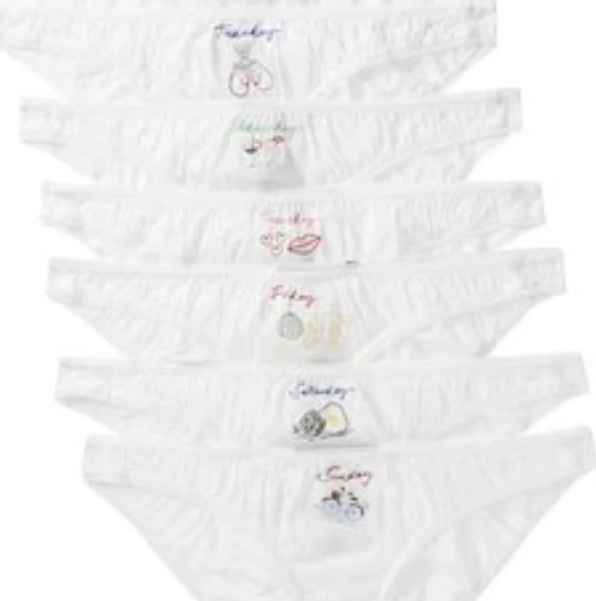 Stella McCartney — Stella McCartney - Knickers of the week, set of seven embroidered cotton briefs
