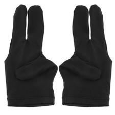 2pcs 3-Finger Glove Billiard Pool Shooters 3 Fingers Gloves Instruments (Black)
