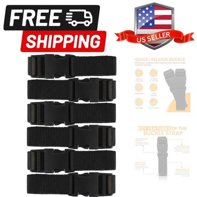 Utility Strap with Quick-Release Buckle, Black, 72-Inch, 6-Pack