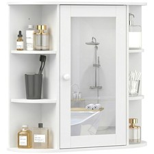 HOMCOM Armadietto con Specchio Pensile da Bagno in Legno con Ripiani Bianco