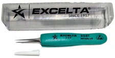 EXCELTA 5-S-ET, Tweezers, Straight Tapered Ultra Fine Point, SS, Ergonomic, NEW