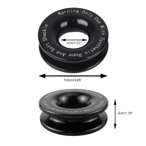 Heavy Duty Recovery Ring Snatch Block Pulley w/ Soft Shackle Tow Winch Rope K7C1 - Picture 3 of 20
