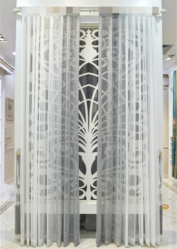 Modern Ombre Color Sheer Curtain with Sequins Shiny Voile Sheer Curtain 2 Panels - Bild 7 von 43