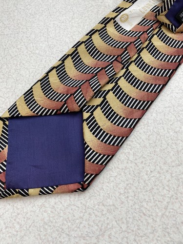 Style Counsel Men's Neck Tie ~ Red Yellow Blend / Black/White Striped - Picture 4 of 5