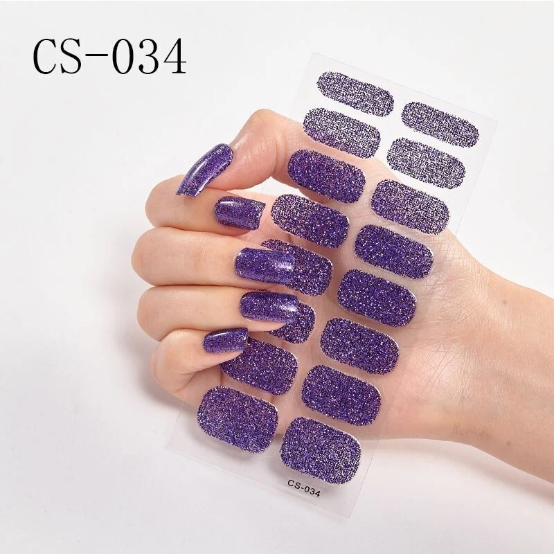 Nail Art Stickers Self-Adhesive DIY Wraps Full Cover Gel Polish Glitter Purple