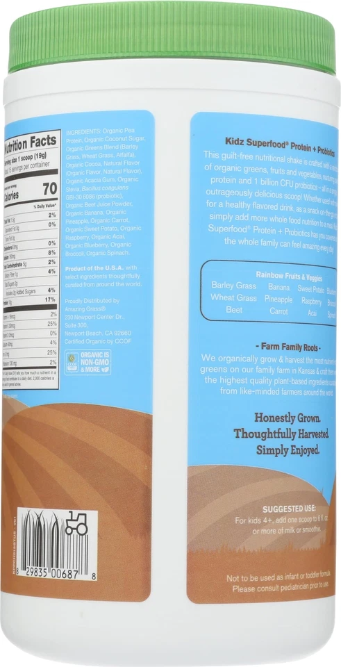 Batido de proteínas Kidz SuperFood 15 porciones probióticos a base de plantas verduras orgánicas Foto 2 de 4
