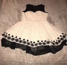 Baby Pink Chi Chi Evening Dress With Black Floral Detailing