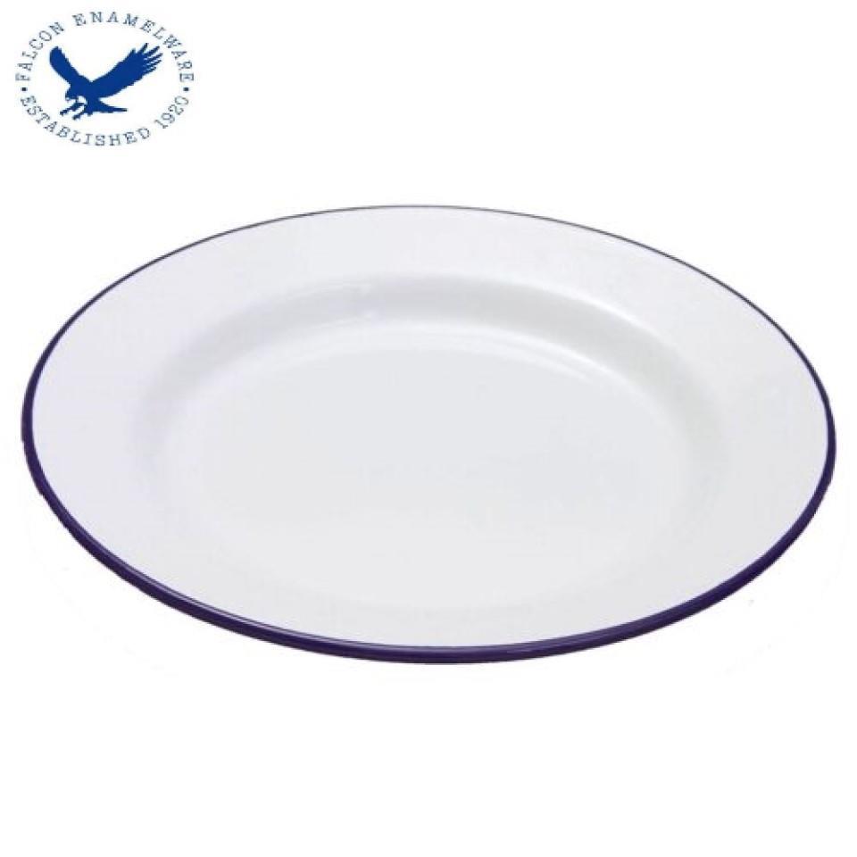 Falcon  Genuine Enamel 26cm Flat Dinner Plate - White Enamel