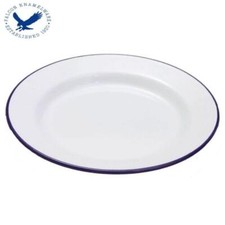 Falcon  Genuine Enamel 26cm Flat Dinner Plate - White Enamel 