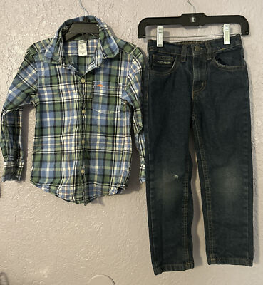 2 Pieces.US Polo Boys Blue Jeans 4T 100% Cotton Est. 1890 & Shirt Carter